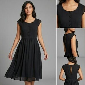 TULLE Little Black Dress with Delicate Flutter Sleeves